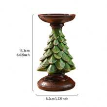 1pc Christmas Desktop Or Window Display Faux Resin Christmas Tree Statue Decor, Resin Material Home Decor Accessory For Christmas Tree Ornament, Christmas Tree Shaped Candle Holder, Small Round Candle Decor For Theme Party, Restaurant And Christmas Celebration,Christmas