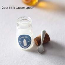 2 piezas de decoración miniatura para diorama de leche, miel, mermelada de fresa y musgo, modelo de juguete de comida a escala 1:12 para casa de muñecas, regalo de Navidad