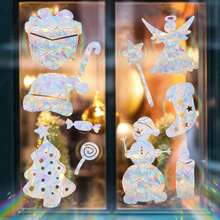 1 件彩色圣诞窗贴 - 驯鹿、雪花和树彩虹棱镜装饰贴纸 - 节日玻璃表面装饰、圣诞节、新年、生日、婚礼装饰贴纸，适用于所有圣诞派对用品、圣诞节 - 彩色 - 查看 4