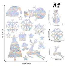 1 件彩色圣诞窗贴 - 驯鹿、雪花和树彩虹棱镜装饰贴纸 - 节日玻璃表面装饰、圣诞节、新年、生日、婚礼装饰贴纸，适用于所有圣诞派对用品、圣诞节 - 彩色 - 查看 5