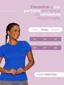 Kit 5 Babylook Dry Fit Women's T-Shirt Slim Fit Sports Fitness Plain Basic Workout Women's Basic Plain Gym Fitness UV Sun Protection - 彩色 - 查看 7