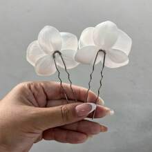 Pair Wreath Clip Bride Arrangement Orchid Flower Ornament A95 - White - View 2