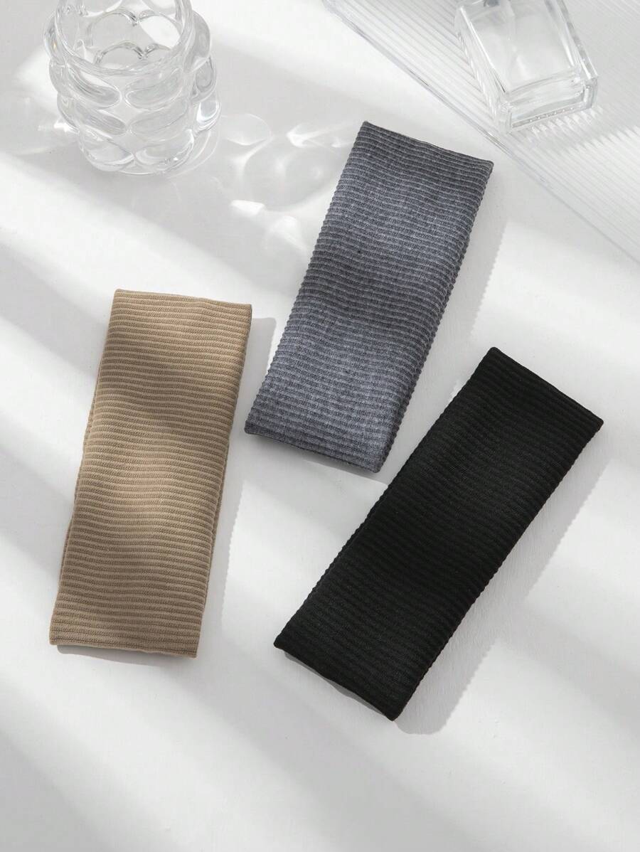 3er Set Damen Stirnbänder, schwarz/grau/rot/khaki gestreift, lässige gestrickte Stirnbänder für Party, Laufen, Yoga, Sport, schweißabsorbierend, passend für alle Jahreszeiten, Turban Stirnband Schweißband Haarschmuck für Frauen für Urlaubsoutfits, elegante Schals, Bandanas, weiche Stirnbänder für Sommer, Festivals, Geburtstage - Verschiedenfarbig - Übersicht 1