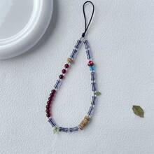 时尚玻璃珠竹郁金香手机挂绳 - 传统吉祥好运手机挂件，配有绿色珠子和花卉装饰，可作为母亲、家人、朋友、生日、节日手机挂饰、手机链的礼物 - 彩色 - 查看 8