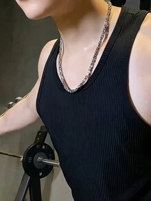 1 件极简嘻哈方形皇帝链项链，男女通用防过敏链项链，独家奢华链 - 彩色 - 查看 1