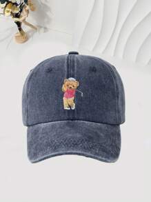 独特的高尔夫熊图案棒球帽 - 可调节、轻便的女士老爹帽