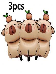 Conjunto de globos de dibujos animados de Capibara adorables, globos de película de aluminio con autosellado para cumpleaños, Año Nuevo, ritos de adultos - Decoraciones de fiesta de colores mixtos, sin necesidad de electricidad, Navidad - Color mezclado - Ver 6