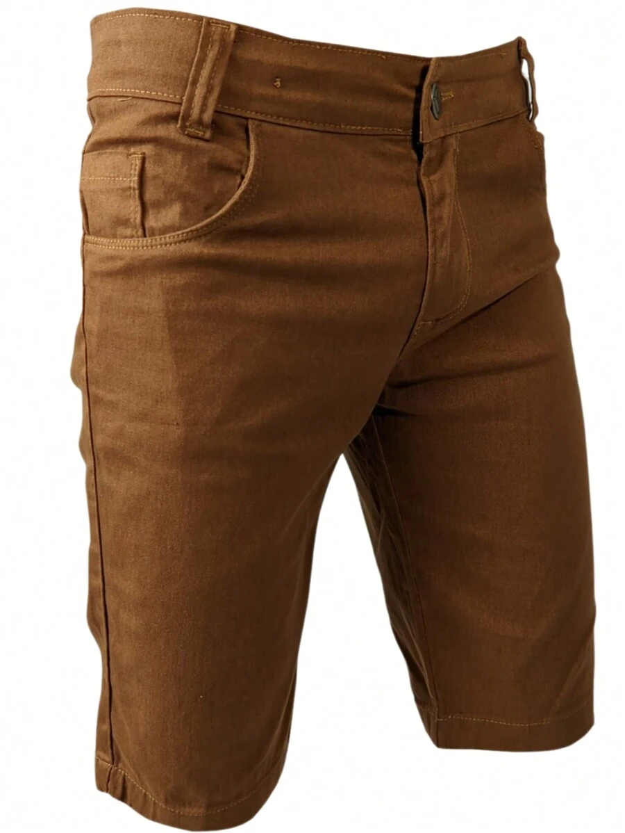 MEN'S CHILDREN'S JEANS SHORTS YOUTH STRAP BERMUDA DRESS S M L XL - Camel - View 1