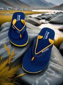 Men's Sandals, Men's Slippers, Men's Anti-Slip Flat Sandals, Quick-Drying Comfortable Indoor And Outdoor Summer Flat Sandals, Men's Casual Fashion Summer Beach Flip-Flops, Men's Casual Shoes, Couples' Flip-Flops - Monome Blue - View 4