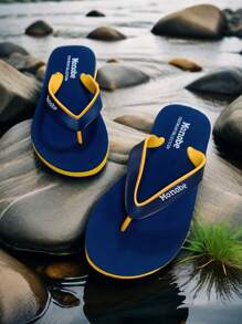 Men's Sandals, Men's Slippers, Men's Anti-Slip Flat Sandals, Quick-Drying Comfortable Indoor And Outdoor Summer Flat Sandals, Men's Casual Fashion Summer Beach Flip-Flops, Men's Casual Shoes, Couples' Flip-Flops - Monome Blue - View 3