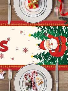 1 件圣诞涤纶桌旗桌布桌套，圣诞快乐桌旗，圣诞节氛围装饰用品，节日桌面装饰，圣诞派对装饰，家居装饰，餐桌装饰，圣诞装饰，圣诞节，圣诞快乐家居装饰，圣诞饰品 - 彩色 - 查看 4