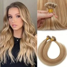 1g/Strand 50g/Pack Nano Ring Human Hair Extension Pre Bonded Nano Tip Remy Hair Extensions Micro Nano Rings Beads Hairpiece Silky Straight 18 22 Inch - P27/613# - View 2