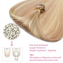1g/Strand 50g/Pack Nano Ring Human Hair Extension Pre Bonded Nano Tip Remy Hair Extensions Micro Nano Rings Beads Hairpiece Silky Straight 18 22 Inch - P27/613# - View 3