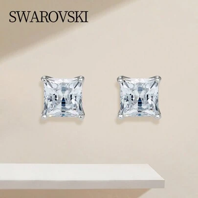 Swarovski ATTRACT:PE SQ CZWH/RHS 5509936 白色女士耳环、优雅珠宝、日常佩戴、节日礼物