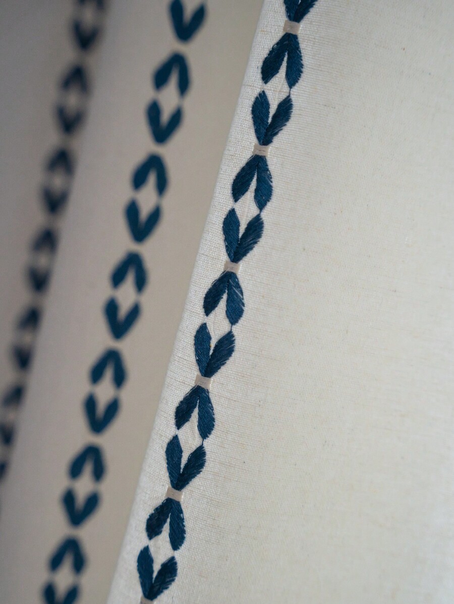 1pc Blue Embroidered Curtain, Bohemian Minimalist Sweet Cute Style