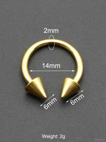 1 sztuka nowy kolczyk punkowy złoty kolor wewnętrznie gwintowany okrągły sztanga piercing stal nierdzewna podkowa pierścień nit waga ucha labret przegroda piercing nos pierścienie męskie tunele do uszu i zatyczki stożek odkręcany płatek piercing biżuteria do uszu 10G ~ 0G duży rozmiar