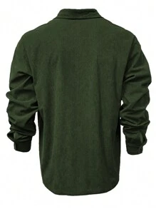 Herren Lässige Mode Einfarbiges Cord Stoff Langarm Hemd-Jacke mit Kragen und Tasche, geeignet für Outdoor-Aktivitäten, Pendeln, Freizeitbekleidung, Essentiell