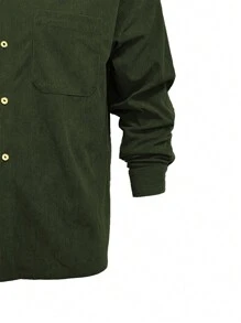 Herren Lässige Mode Einfarbiges Cord Stoff Langarm Hemd-Jacke mit Kragen und Tasche, geeignet für Outdoor-Aktivitäten, Pendeln, Freizeitbekleidung, Essentiell