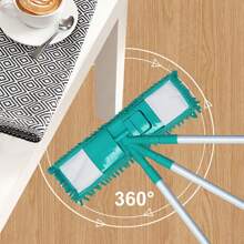 Mopa microfibra lavable con 3 recambios para limpieza profunda Trapeador de microfibra con mango de hierro ajustable Mopa de microfibra absorbente con cabezal giratorio  Mopa de microfibra de alta calidad en oferta 42*12*120cm - Verde - Ver 2