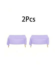 5pcs/Set Disposable Party Table Cover PE Plastic Tablecloth, Light Purple Solid Color For Birthday Dessert Bar, Party Decoration,Christmas - Light Purple - View 5