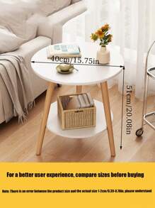 1pc Small Side Table, Living Room Sofa End Table, Bedside Nightstand For Small Space, Apartment - White - View 12