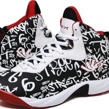 Men's Professional Basketball Walking Sports Shoes Mixed Leather With Anti-Impact Cushioning - Đen và trắng - Xem 3