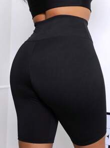 Women's Suplex Long Bermuda Shorts Cycling Leggings Butt Lifting High Waist Long Shorts Women's Gym Shorts - 黑色 - 查看 4