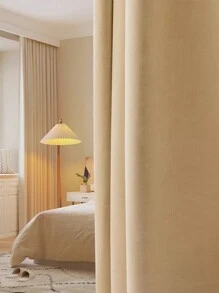 2pcs Premium Thick Velvet Solid Color Blackout Window Curtains For Living Room & Bedroom