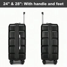 Spinner Wheel Suitcase With TSA Password Lock Large Capacity Lightweight ABS Hard Case Ideal For Business Travel Available In 20" 24" And 28" Carry-On And Check-In Sizes Holiday Travel Luggage For Men And Women Travel Suitcase Suitcases Suit Case Durable Carry On - 黑色 - 查看 5