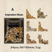 24 peças de adesivos de canto para scrapbook, material de papel para scrapbooking, arte, colagem, papelaria, planejador, decoração, diário, adesivos de lixo