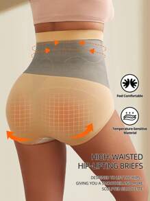 FLARIXA High Waist Seamless Postpartum Abdomen Shaping Panties, Built-In Heating Pad, Sports Thermal Pants, Menstrual Period Warm Underwear, Uterus Warming Lingerie - Beige - View 7