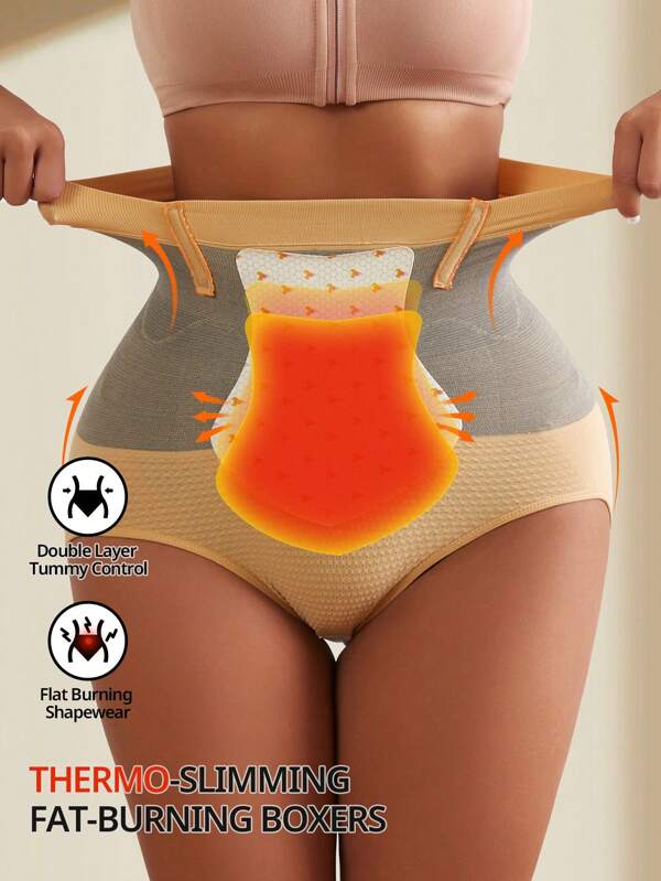 FLARIXA High-Waisted Seamless Postpartum Tummy Control Briefs Body Shaper Heating Pads Inside Sports Sweat Pants Period Warming Panties Uterine Warmth Underwear