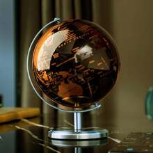Musical Globe Plays Music World Map Rotating Table Decoration Office Bedroom Living Room Geography Interactive - 金色 - 查看 2