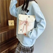 1PC Ballet-Style Pink Bow Fluffy Laptop Tablet Bag - Multicolor - View 23