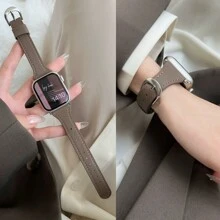 1件女款 PU 圓形錶帶，適用於 38MM 40MM 41MM 42MM 44MM 45MM 46MM 49MM Ultra 11/10/9/8/7/6/5/4/3/2 SE - Grayish Brown - 查看 3