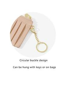 Ultra Thin Faux Leather Mini Wallet With Keychain - Lizard Texture, Zipper Coin Purse And Card Slots, Multi-Slot Compact Card Holder - one-size - View 9