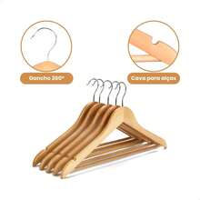 Kit 10 Wooden Hangers Wholesale Store Hanger Pants Skirt Clothes - Mocha Brown - View 4
