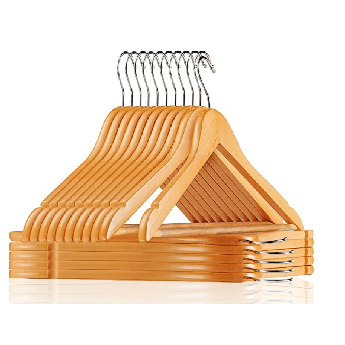 Kit 10 Wooden Hangers Wholesale Store Hanger Pants Skirt Clothes - Mocha Brown - View 1