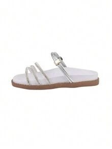 Papete Flat Women's Sandal Children's Girl With Shiny Rhinestone Kids - 銀色 - 查看 2