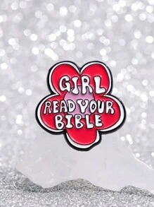 1pc Girl Read Your Bible Enamel Pin Jesus Religious Faith Creative Flower Metal Brooch Lapel Badge Jewelry Gift For Christian Friend