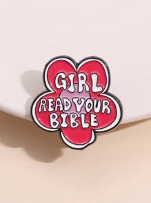 1pc Girl Read Your Bible Enamel Pin Jesus Religious Faith Creative Flower Metal Brooch Lapel Badge Jewelry Gift For Christian Friend
