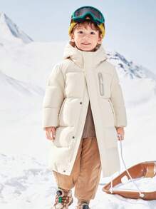 Balabala Boys' And Girls' Long Down Jacket Warm For Extreme Cold Winter - Khaki - View 1