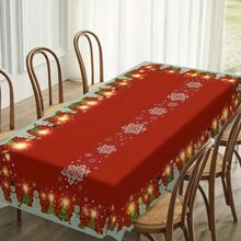 1 bộ đồ trang trí Giáng sinh bao gồm Rừng thông, Nhà gỗ, Khăn trải bàn in hình bông tuyết, Đồ trang trí bàn ăn, Khăn trải bàn hình chữ nhật trừu tượng cho buổi dã ngoại hoặc tiệc ngày lễ Đồ trang trí Giáng sinh, Đồ dùng cho tiệc Giáng sinh - Nhiều màu - Xem 17