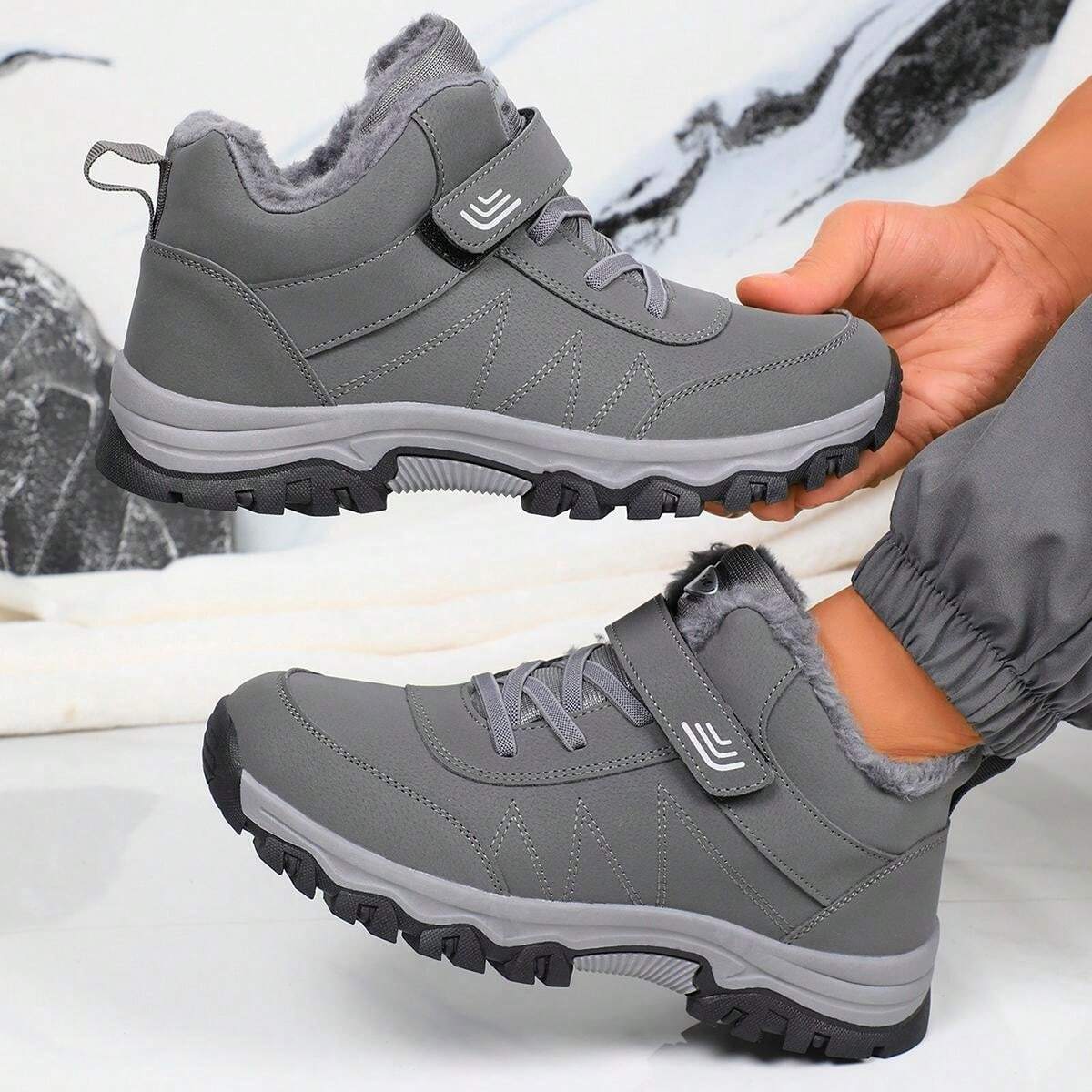 Couple HighTop Snow Boots, Hook And Loop, FleeceLined, Warm, NonSlip