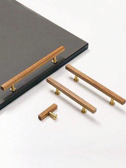 قطعة واحدة مقبض داخلي خشبي صلب، مناسب للخزائن والأدراج والدواليب والكنب، مصنوع من خشب البلوط الممتاز، يأتي مع البراغي