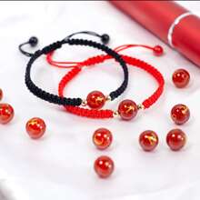 1 pieza Pulsera de ágata de cristal natural de 10 mm con rubí, pulsera con letra del alfabeto de 26, pulsera con número de la suerte, pulsera de 12 constelaciones, pulsera personalizada, pulsera de cuentas tejida a mano, adecuada para hombres y mujeres, regalos de moda, regalos para la familia, adecuada para Halloween, Navidad y diversos regalos de fiesta festivos, regalos de cristal