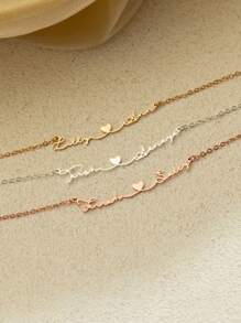 个性化双名心形项链，定制情侣名字项链，定制男女项链，情侣礼物，婚礼订婚伴娘配饰礼物，圣诞礼物，生日礼物 - 金色 - 查看 5