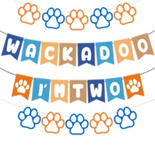 蓝狗 2 岁生日横幅，Wackadoo 我两岁横幅，蓝狗生日装饰蓝色派对装饰 2 岁生日礼物，圣诞节 - 彩色 - 查看 1
