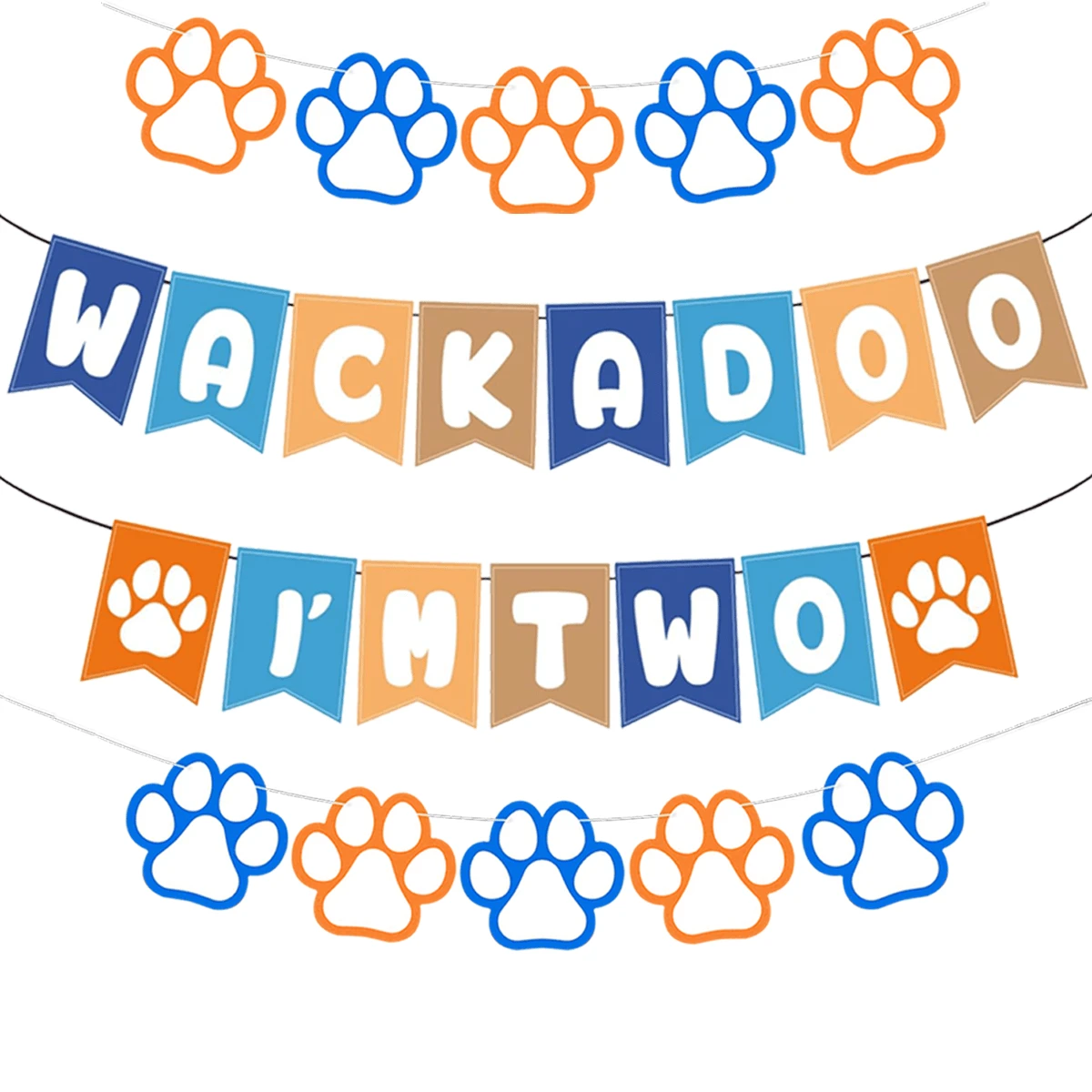 蓝狗 2 岁生日横幅，Wackadoo 我两岁横幅，蓝狗生日装饰蓝色派对装饰 2 岁生日礼物，圣诞节 - 彩色 - 查看 1