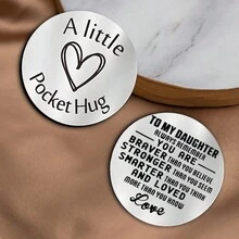 1pc To My Daughter Khắc laser hai mặt Pocket Hug Móc khóa bằng thép không gỉ Phụ kiện quà tặng sinh nhật Giáng sinh - Nhiều màu - Xem 6